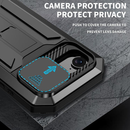 For iPhone 17e / 16e R-JUST Sliding Camera IP54 Life Waterproof Holder Phone Case(Black)