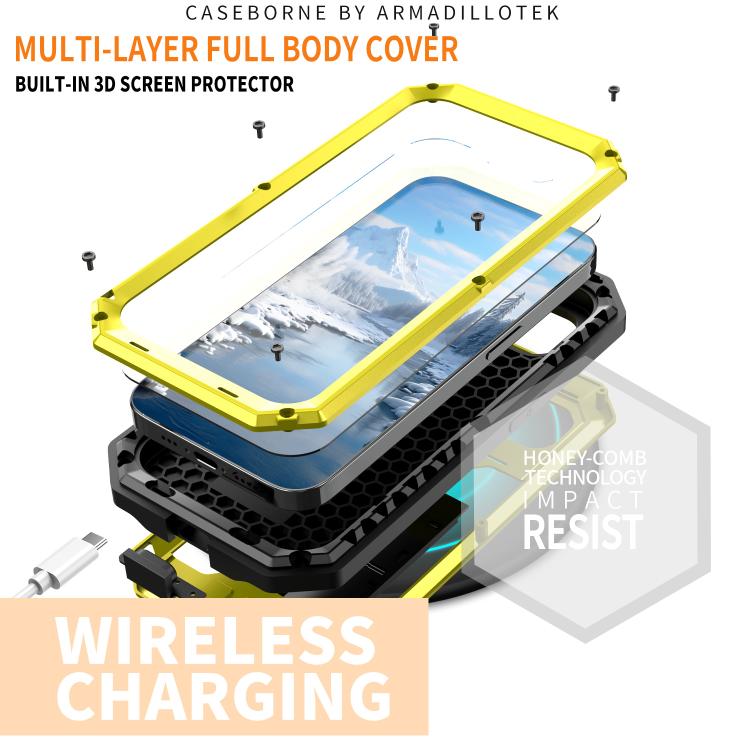 For iPhone 17e / 16e R-JUST Sliding Camera IP54 Life Waterproof Holder Phone Case(Yellow)