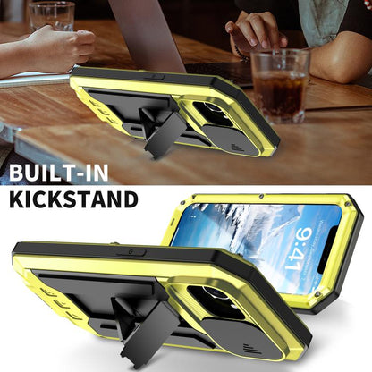 For iPhone 17e / 16e R-JUST Sliding Camera IP54 Life Waterproof Holder Phone Case(Yellow)