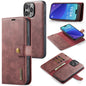 Pour iPhone 16 Pro Max DG.MING Étui de téléphone en cuir magnétique détachable texturé Crazy Horse (Rouge)
