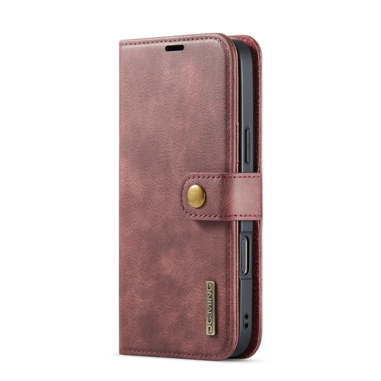 Pour iPhone 16 Pro Max DG.MING Étui de téléphone en cuir magnétique détachable texturé Crazy Horse (Rouge)