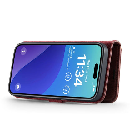 Pour iPhone 16 Pro Max DG.MING Étui de téléphone en cuir magnétique détachable texturé Crazy Horse (Rouge)