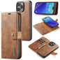 Pour iPhone 16 Pro Max Étui de téléphone en cuir magnétique détachable DG.MING Crazy Horse Texture (Marron)