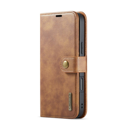 Pour iPhone 16 Pro Max Étui de téléphone en cuir magnétique détachable DG.MING Crazy Horse Texture (Marron)