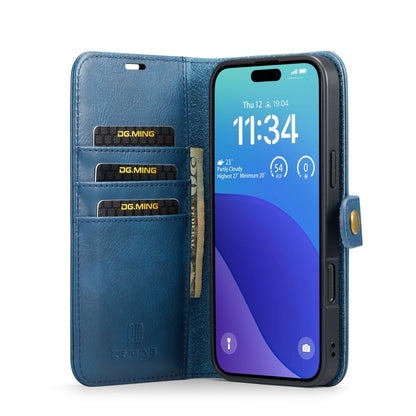 For iPhone 16 Pro Max DG.MING Crazy Horse Texture Detachable Magnetic Leather Phone Case(Blue)