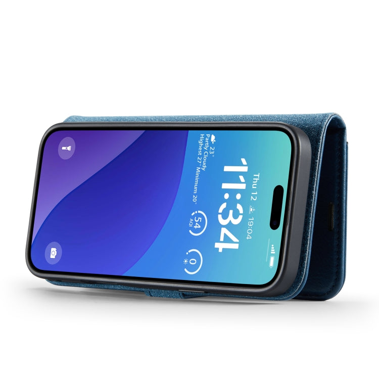 For iPhone 16 Pro Max DG.MING Crazy Horse Texture Detachable Magnetic Leather Phone Case(Blue)