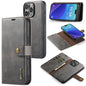 For iPhone 16 Pro DG.MING Crazy Horse Texture Detachable Magnetic Leather Phone Case(Grey)