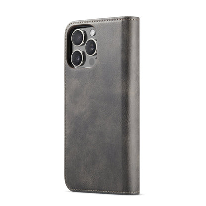 For iPhone 16 Pro DG.MING Crazy Horse Texture Detachable Magnetic Leather Phone Case(Grey)