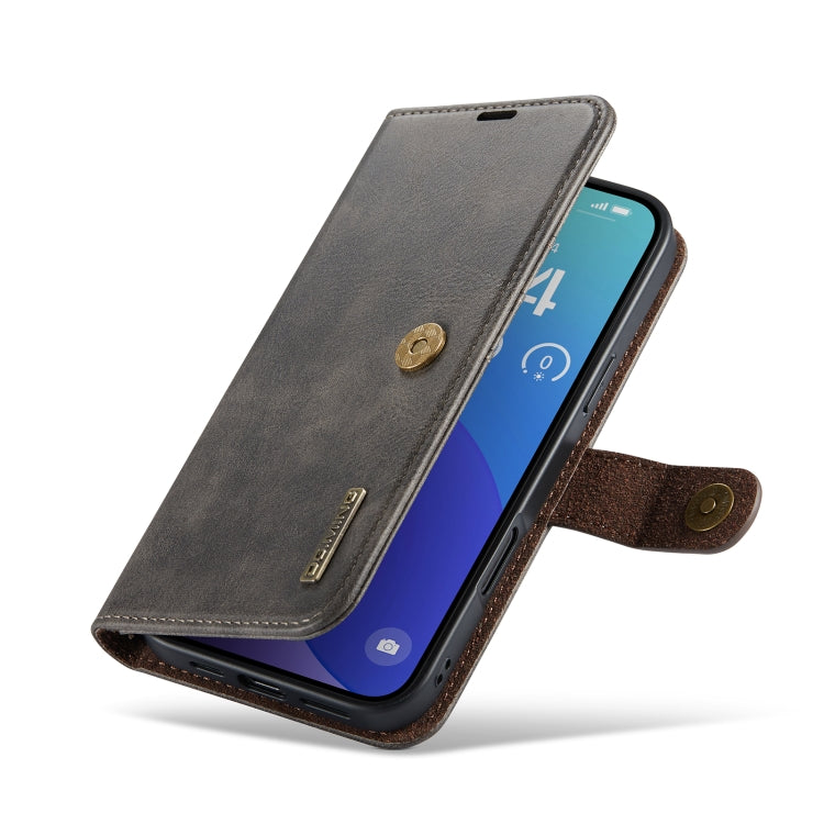 For iPhone 16 Pro DG.MING Crazy Horse Texture Detachable Magnetic Leather Phone Case(Grey)