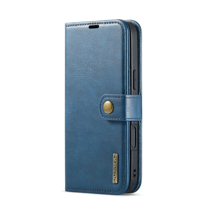 For iPhone 16 Plus DG.MING Crazy Horse Texture Detachable Magnetic Leather Phone Case(Blue)