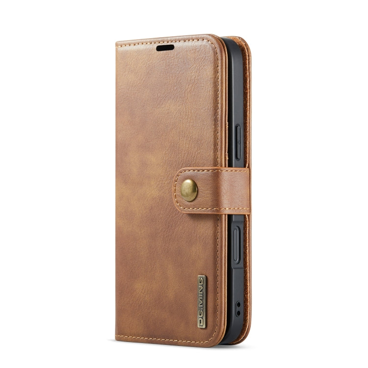 Pour iPhone 16 Étui de Téléphone en Cuir Magnétique Détachable Texture Crazy Horse DG.MING (Marron)