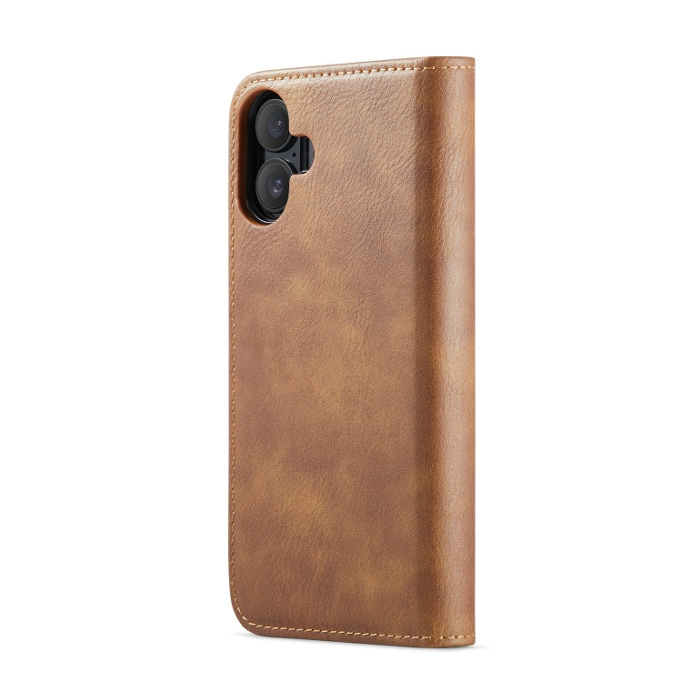 Pour iPhone 16 Étui de Téléphone en Cuir Magnétique Détachable Texture Crazy Horse DG.MING (Marron)