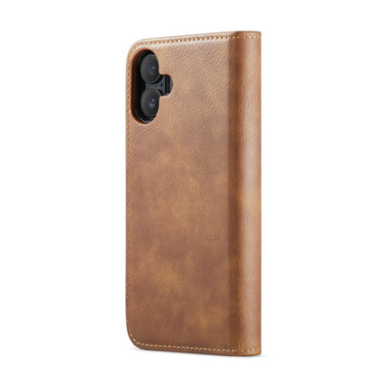 Pour iPhone 16 Étui de Téléphone en Cuir Magnétique Détachable Texture Crazy Horse DG.MING (Marron)
