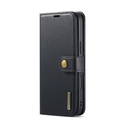For iPhone 16 DG.MING Crazy Horse Texture Detachable Magnetic Leather Phone Case(Black)