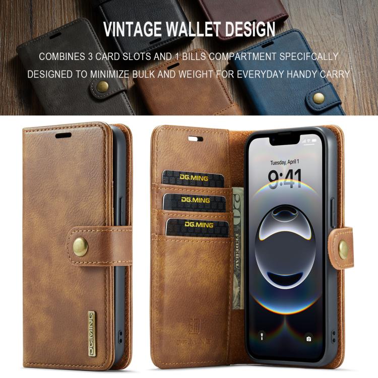 For iPhone 17e / 16e DG.MING Crazy Horse Texture Detachable Magnetic Leather Phone Case(Brown)