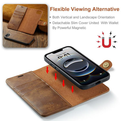 For iPhone 17e / 16e DG.MING Crazy Horse Texture Detachable Magnetic Leather Phone Case(Brown)