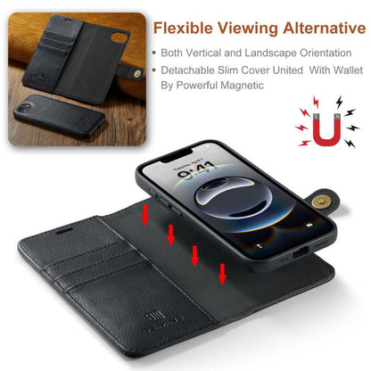 For iPhone 17e / 16e DG.MING Crazy Horse Texture Detachable Magnetic Leather Phone Case(Black)