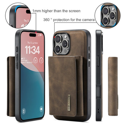 For iPhone 16 Pro Max DG.MING M1 Series 3-Fold Multi Card Wallet Leather Phone Case(Coffee)