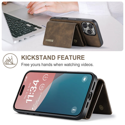 Pour iPhone 16 Pro DG.MING Série M1 Étui portefeuille en cuir à rabat 3 volets (Café)