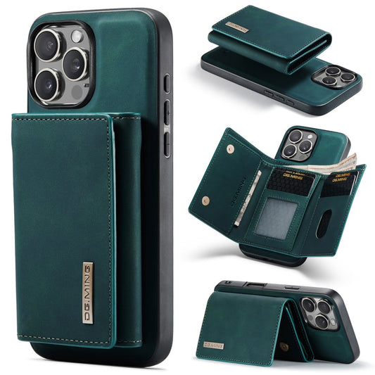 Pour iPhone 16 Pro DG.MING Série M1 Étui portefeuille en cuir pour téléphone, à trois volets et multi-cartes (vert)