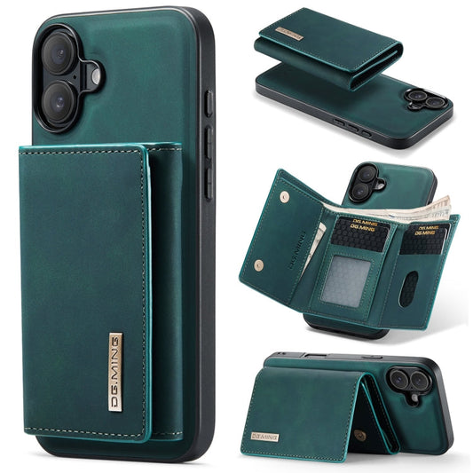 For iPhone 16 Plus DG.MING M1 Series 3-Fold Multi Card Wallet Leather Phone Case(Green)