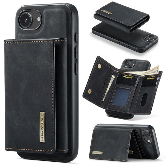 For iPhone 17e / 16e DG.MING M1 Series 3-Fold Multi Card Wallet Leather Phone Case(Black)