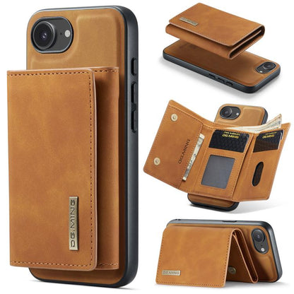 For iPhone 17e / 16e DG.MING M1 Series 3-Fold Multi Card Wallet Leather Phone Case(Brown)
