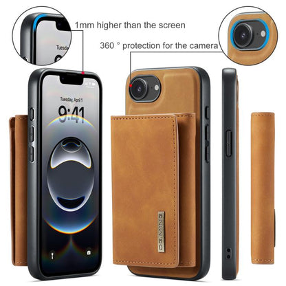 For iPhone 17e / 16e DG.MING M1 Series 3-Fold Multi Card Wallet Leather Phone Case(Brown)