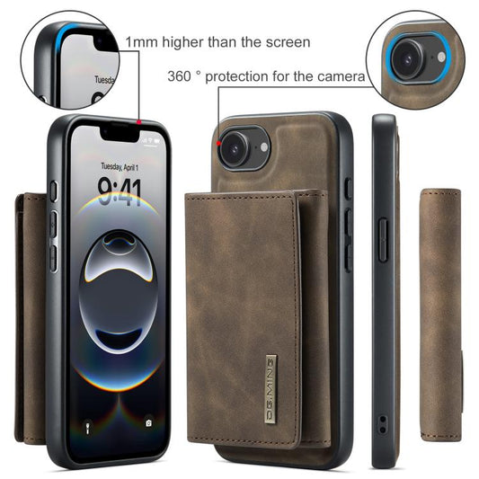 For iPhone 17e / 16e DG.MING M1 Series 3-Fold Multi Card Wallet Leather Phone Case(Coffee)