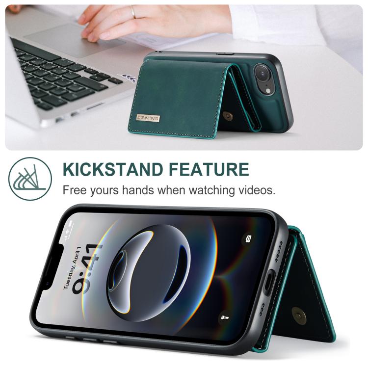 For iPhone 17e / 16e DG.MING M1 Series 3-Fold Multi Card Wallet Leather Phone Case(Green)