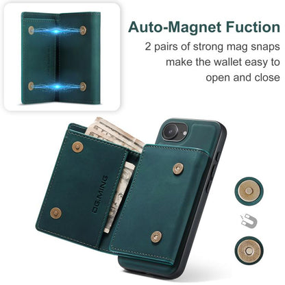 For iPhone 17e / 16e DG.MING M1 Series 3-Fold Multi Card Wallet Leather Phone Case(Green)