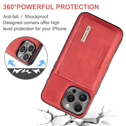 For iPhone 16 Pro DG.MING M2 Series 3-Fold Card Bag Wallet Leather Phone Case(Red)