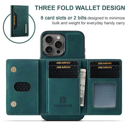 For iPhone 16 Pro DG.MING M2 Series 3-Fold Card Bag Wallet Leather Phone Case(Green)