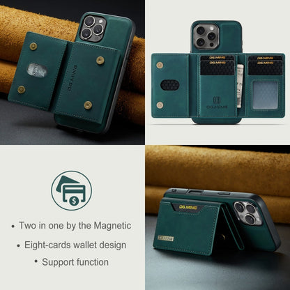 For iPhone 16 Pro DG.MING M2 Series 3-Fold Card Bag Wallet Leather Phone Case(Green)