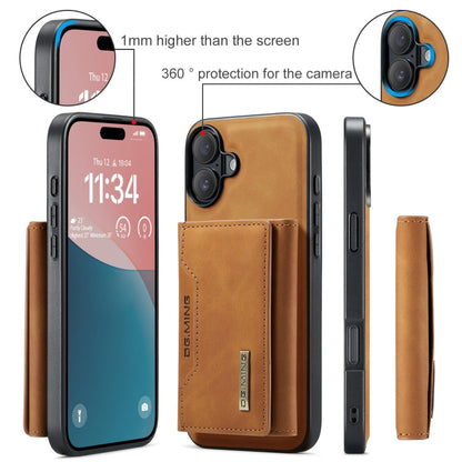 Pour iPhone 16 Plus DG.MING M2 Series Étui portefeuille en cuir avec 3 porte-cartes (marron)