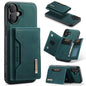 Pour iPhone 16 DG.MING Série M2 Étui de téléphone en cuir avec porte-cartes à triple pli (vert)