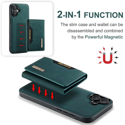 Pour iPhone 16 DG.MING Série M2 Étui de téléphone en cuir avec porte-cartes à triple pli (vert)