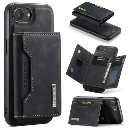 For iPhone 17e / 16e DG.MING M2 Series 3-Fold Card Bag Wallet Leather Phone Case(Black)