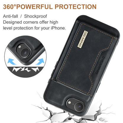 For iPhone 17e / 16e DG.MING M2 Series 3-Fold Card Bag Wallet Leather Phone Case(Black)