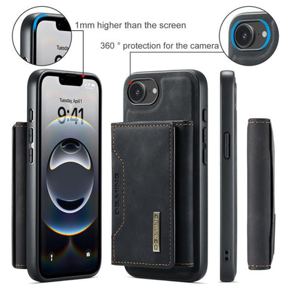 For iPhone 17e / 16e DG.MING M2 Series 3-Fold Card Bag Wallet Leather Phone Case(Black)