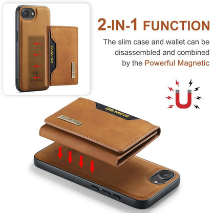 For iPhone 17e / 16e DG.MING M2 Series 3-Fold Card Bag Wallet Leather Phone Case(Brown)