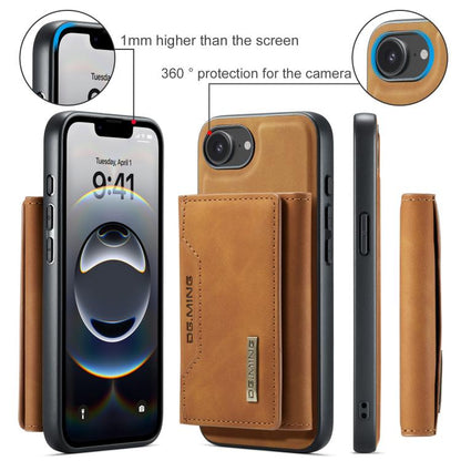 For iPhone 17e / 16e DG.MING M2 Series 3-Fold Card Bag Wallet Leather Phone Case(Brown)