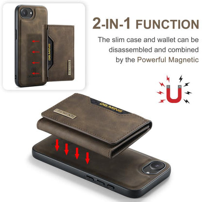 For iPhone 17e / 16e DG.MING M2 Series 3-Fold Card Bag Wallet Leather Phone Case(Coffee)