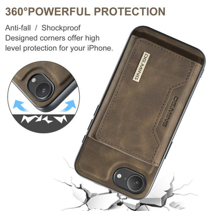 For iPhone 17e / 16e DG.MING M2 Series 3-Fold Card Bag Wallet Leather Phone Case(Coffee)