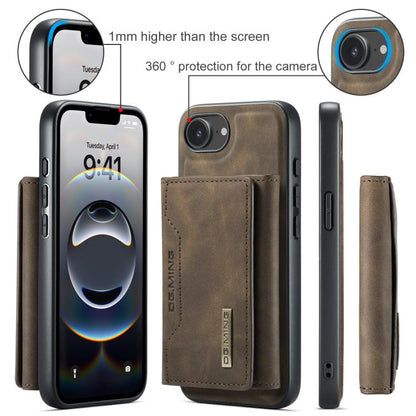 For iPhone 17e / 16e DG.MING M2 Series 3-Fold Card Bag Wallet Leather Phone Case(Coffee)