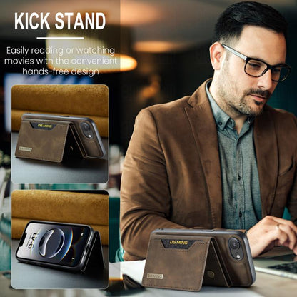 For iPhone 17e / 16e DG.MING M2 Series 3-Fold Card Bag Wallet Leather Phone Case(Coffee)