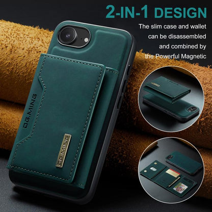 For iPhone 17e / 16e DG.MING M2 Series 3-Fold Card Bag Wallet Leather Phone Case(Green)
