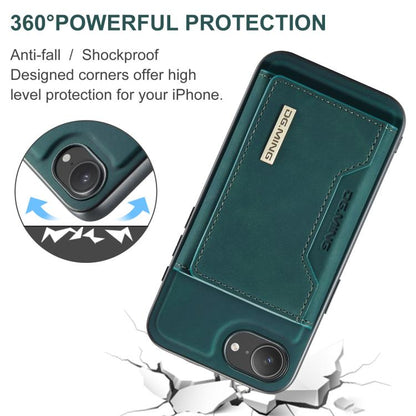 For iPhone 17e / 16e DG.MING M2 Series 3-Fold Card Bag Wallet Leather Phone Case(Green)