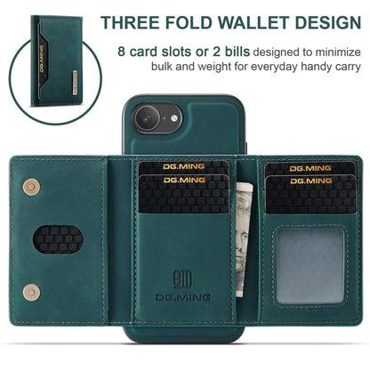For iPhone 17e / 16e DG.MING M2 Series 3-Fold Card Bag Wallet Leather Phone Case(Green)