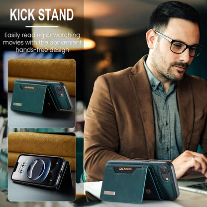 For iPhone 17e / 16e DG.MING M2 Series 3-Fold Card Bag Wallet Leather Phone Case(Green)
